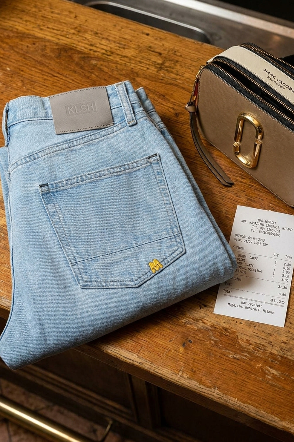 BENJI OVERSIZED FIT JEANS Clear Sky women's knolling flat lay