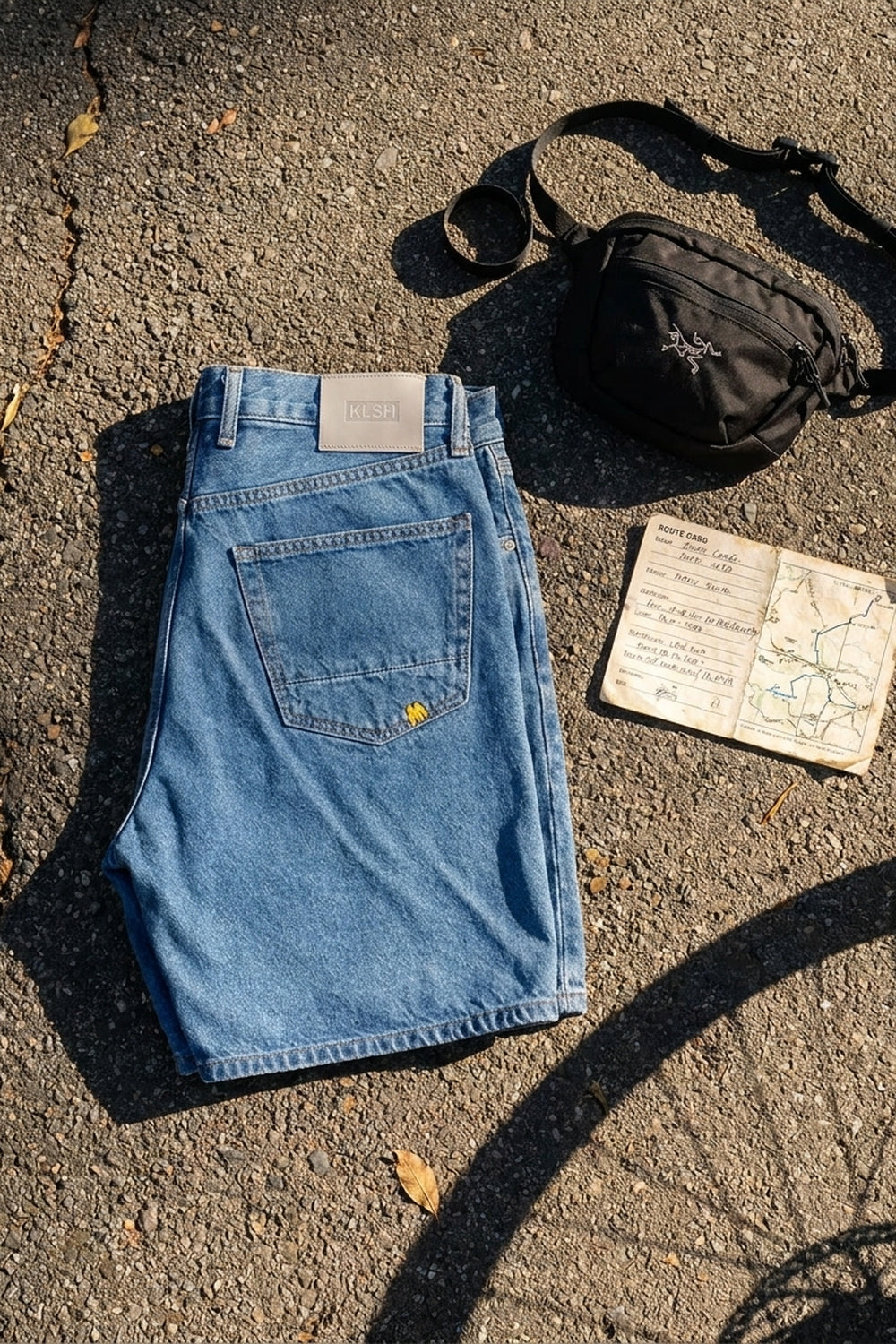 BLAKE OVERSIZED DENIM SHORTS Faded Blue women's knolling flat lay