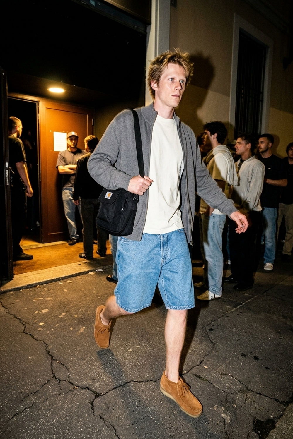 BLAKE OVERSIZED DENIM SHORTS Faded Blue men's environmental movement shot