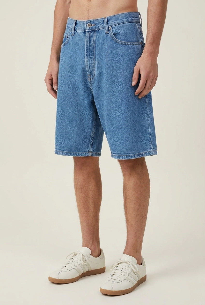 M- BLAKE DENIM SHORTS - FADED BLUE