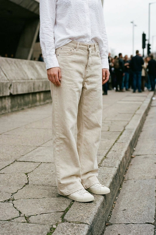 W - BOSTON WIDE FLARE JEANS - NATURAL ECRU