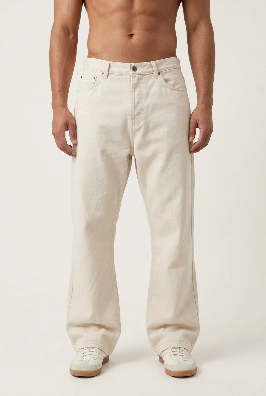 Jeans a zampa larga BOSTON - Ecru naturale