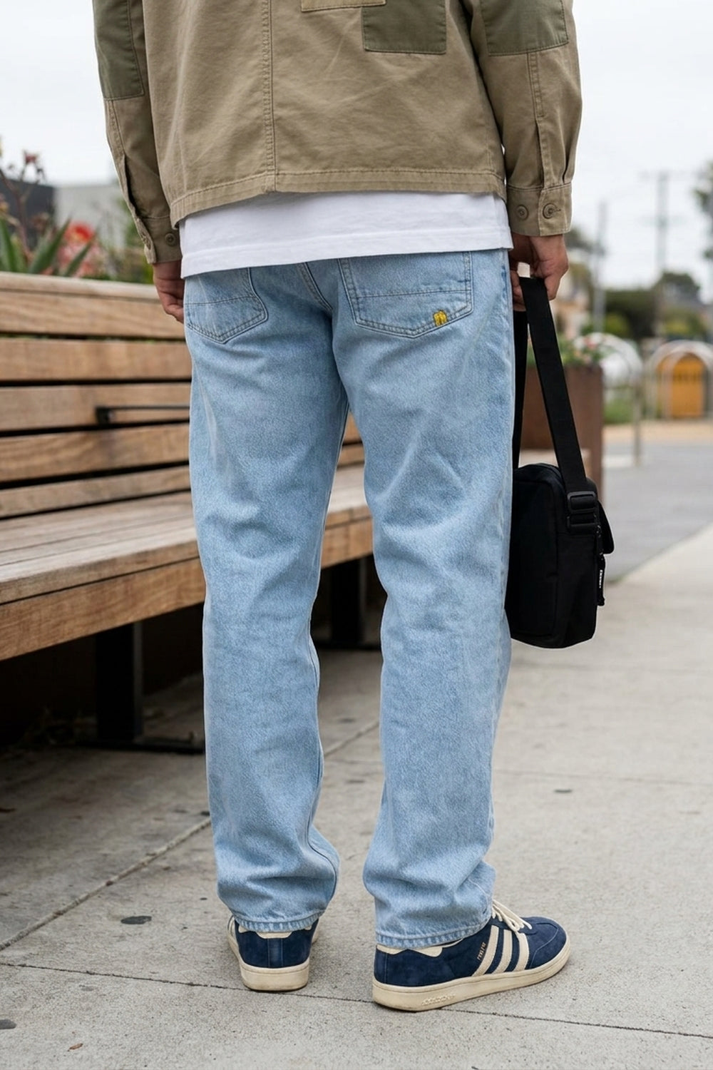BENJI OVERSIZED FIT JEANS Clear Sky men's back waist-to-hem crop