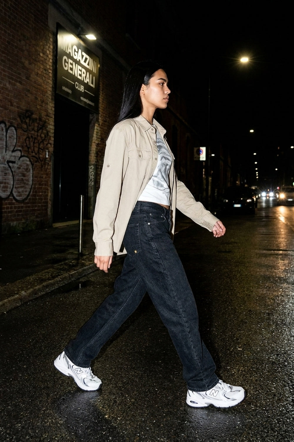 BENJI OVERSIZED FIT JEANS Faded Black women's environmental movement shot
