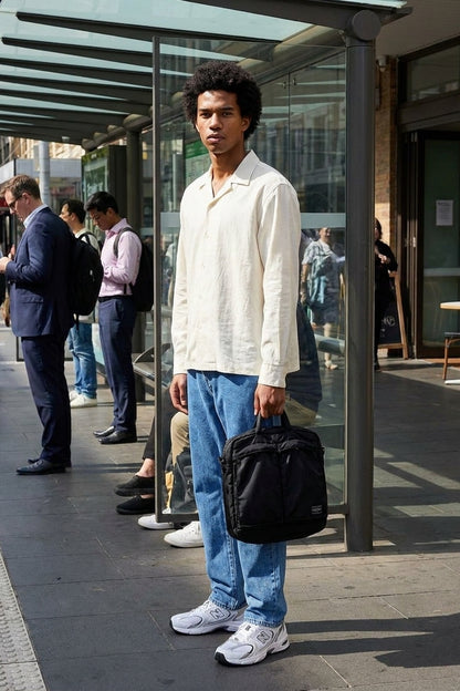 BENJI OVERSIZED FIT JEANS Faded Blue men's full-body front hero view