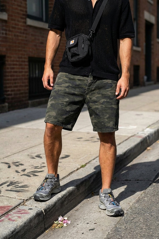 M- BLAKE DENIM SHORTS - SPLATTER CAMO