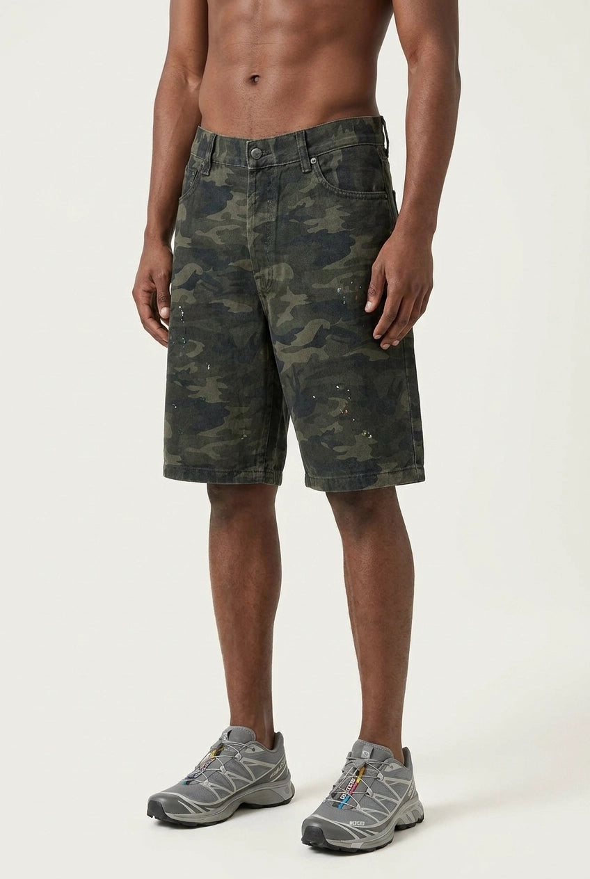 M- BLAKE DENIM SHORTS - SPLATTER CAMO
