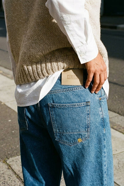 BOSTON WIDE FLARE JEANS Faded Blue women's back pocket detail crop