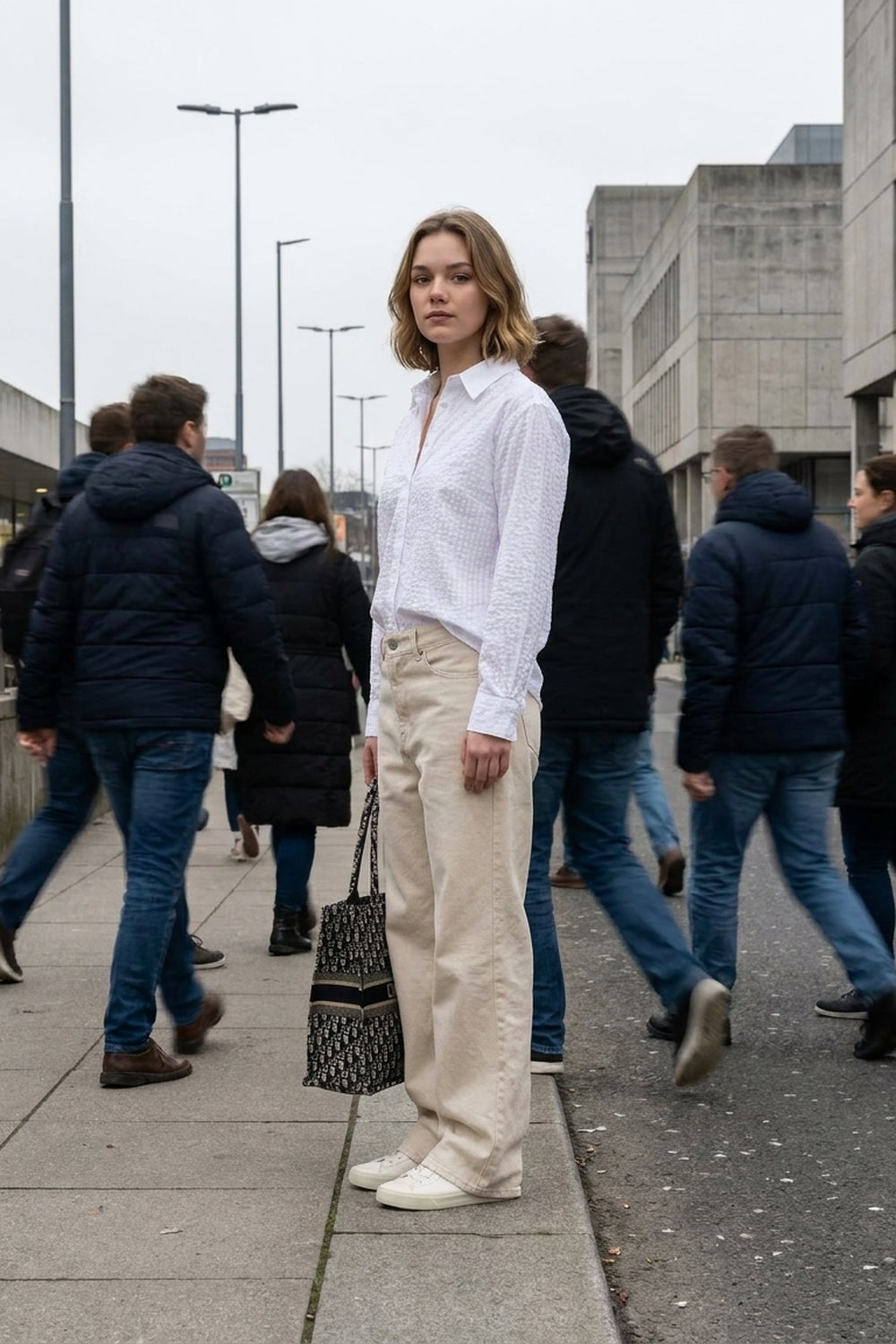 Jeans a zampa larga BOSTON - Ecru naturale