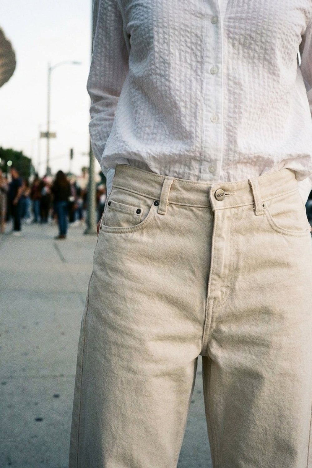 Jeans a zampa larga BOSTON - Ecru naturale