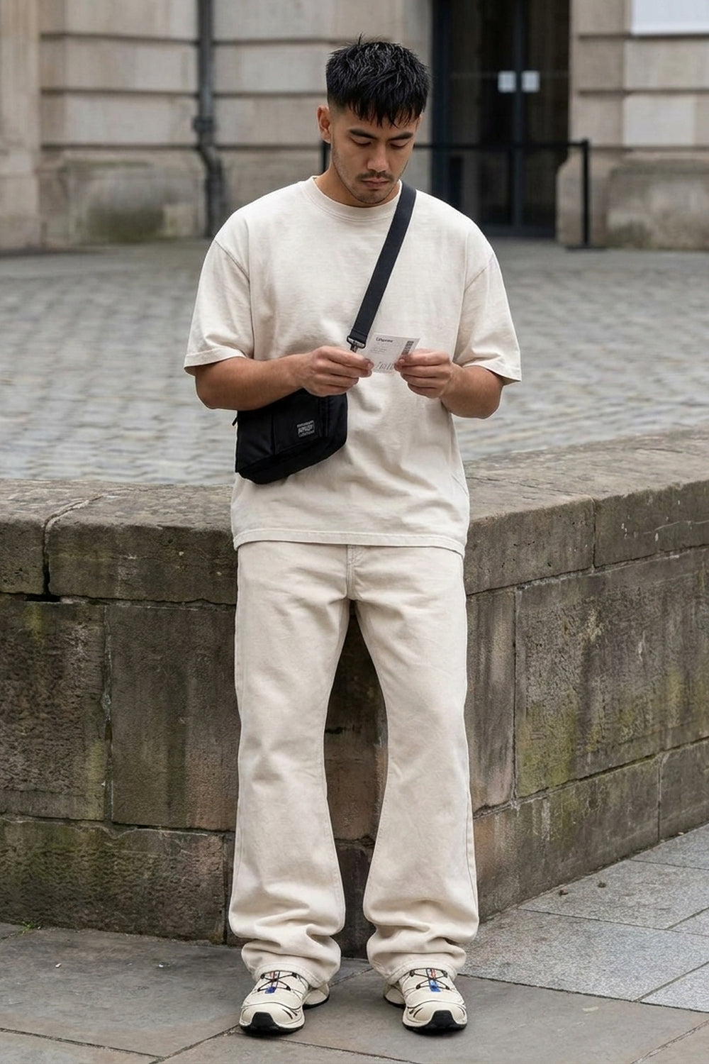 Jeans a zampa larga BOSTON - Ecru naturale