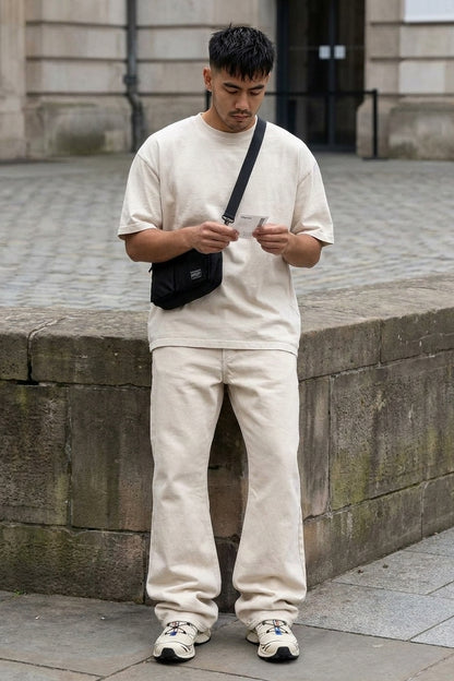 BOSTON WIDE FLARE JEANS - NATURAL ECRU