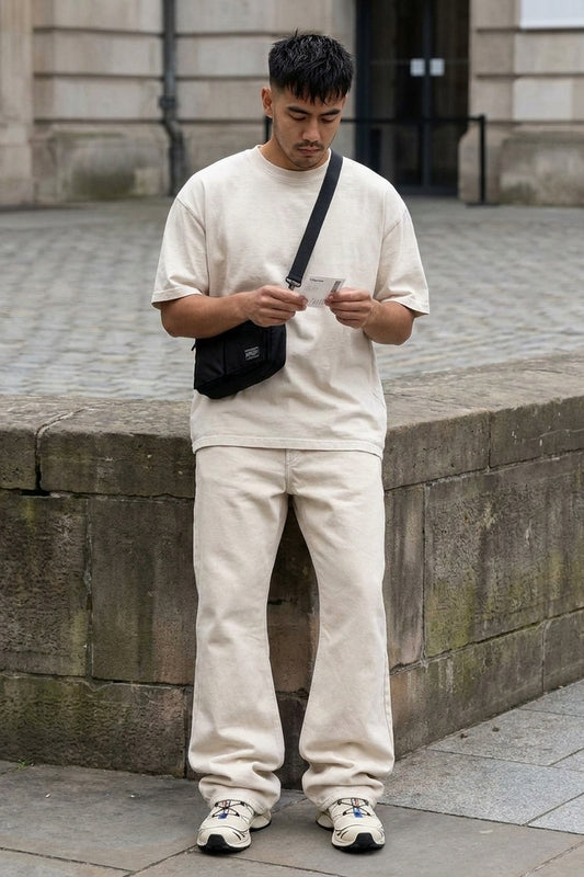 Jeans a zampa larga BOSTON - Ecru naturale