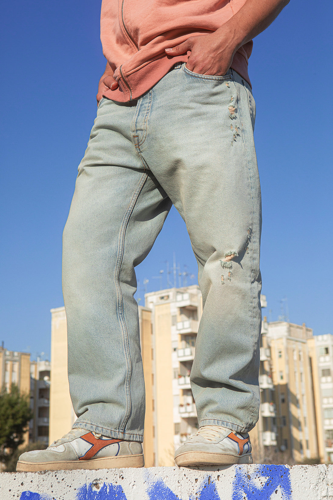 PREORDER: BENJI OVERSIZED FIT JEAN - BROKEN BLEACH