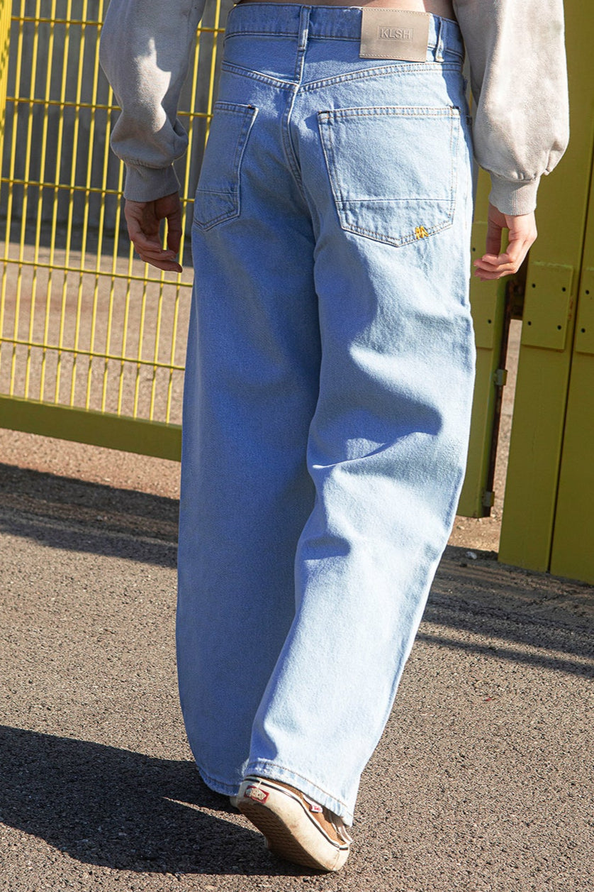 "BOSTON wide flare jeans clear sky Y2K bell bottom men Italian light wash"
