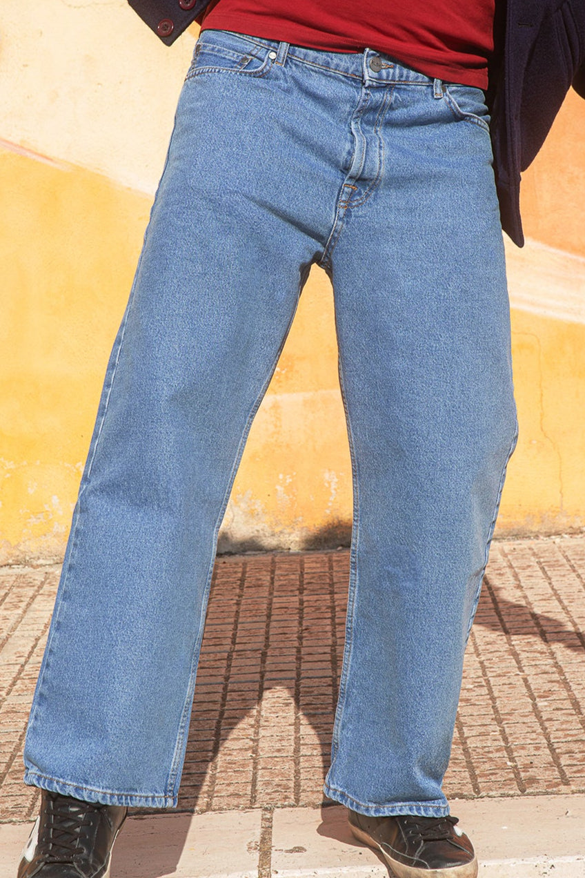BOSTON wide flare jeans faded blue Y2K bell bottom vintage Italian denim"