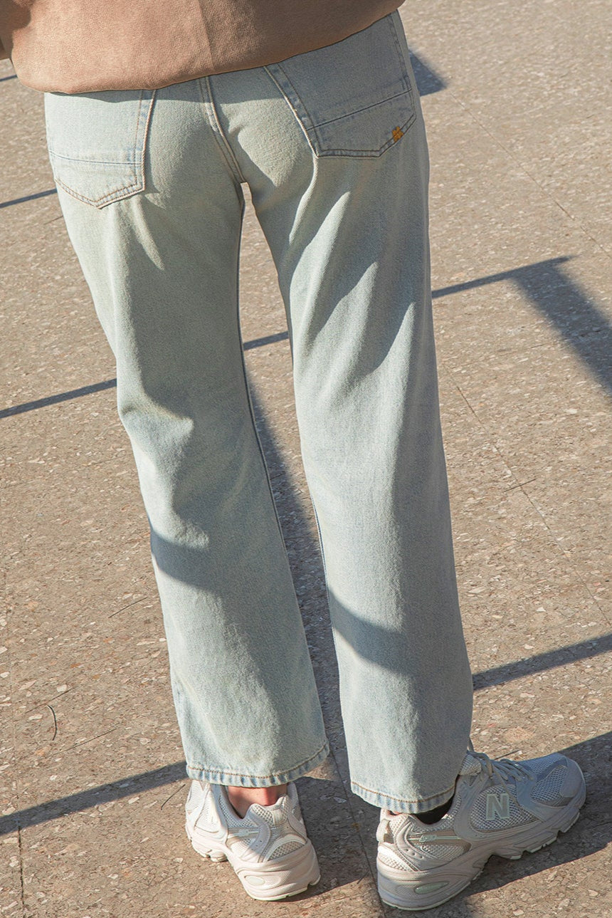 BENJI oversized jeans for women-broken bleach wash baggy fit Italian denim
