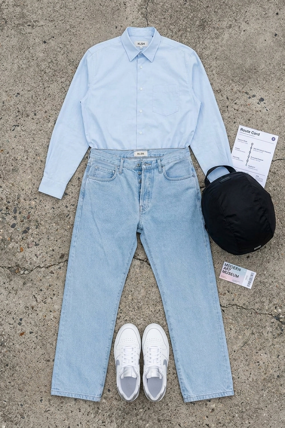 RYAN REGULAR FIT JEANS Clear Sky men's knolling flat lay