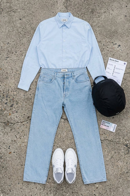 RYAN REGULAR FIT JEANS Clear Sky men's knolling flat lay