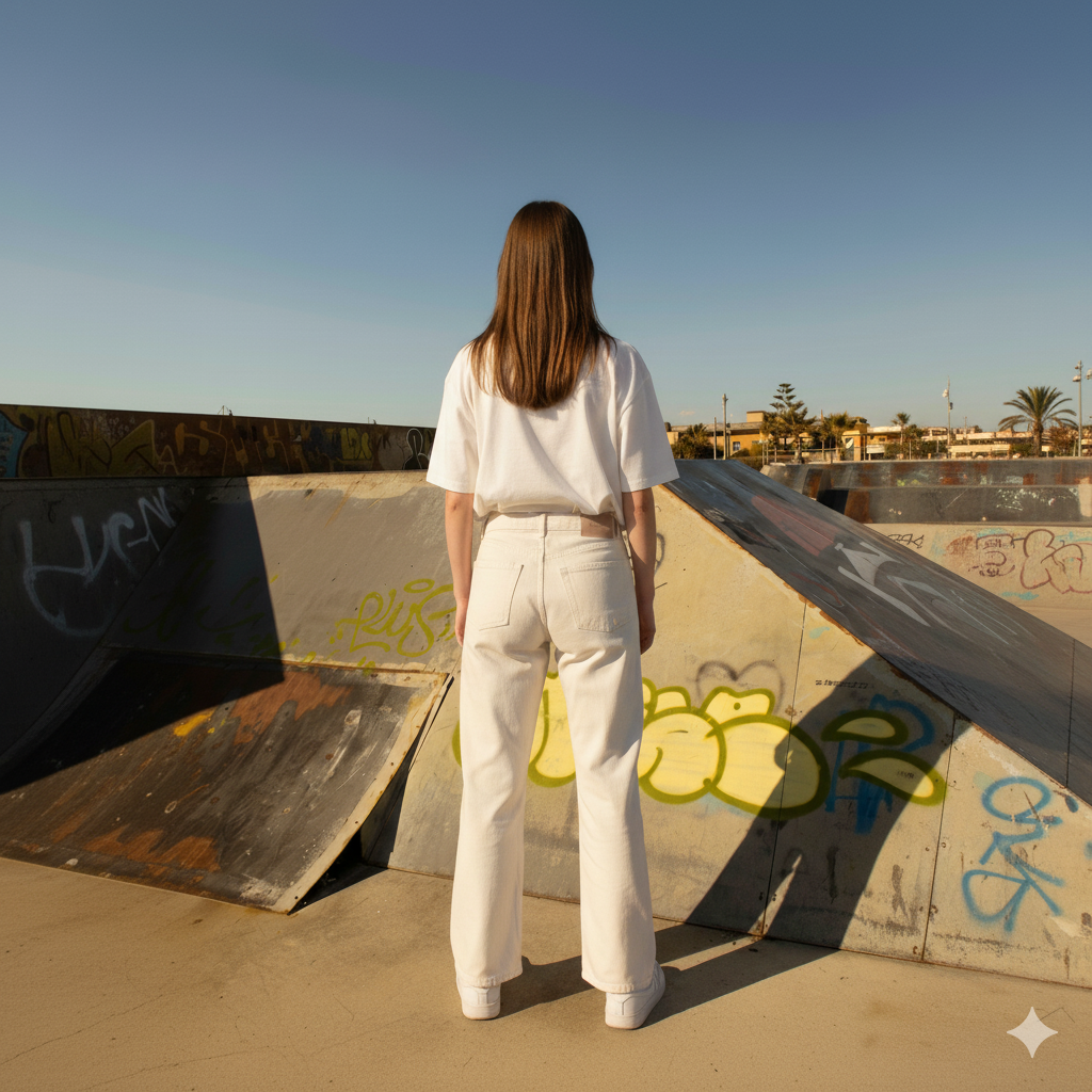 BOSTON WIDE FLARE JEANS - NATURAL ECRU